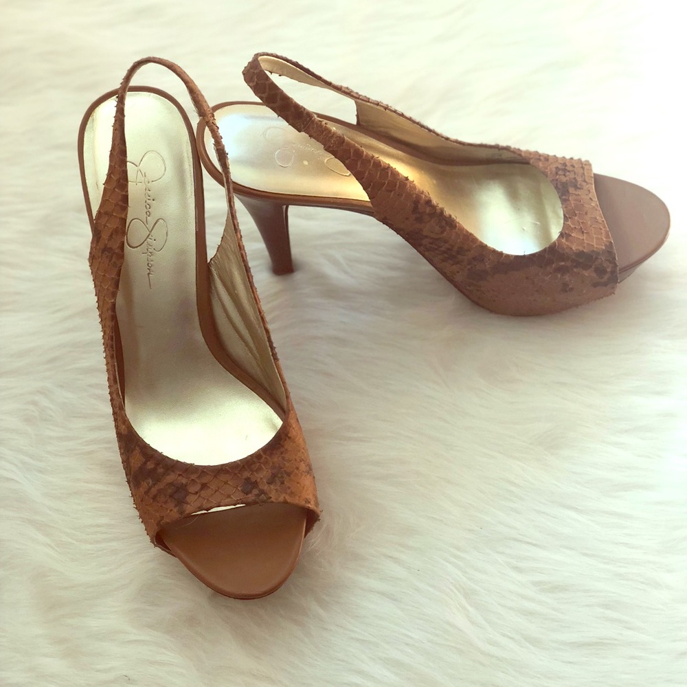 Jessica Simpson snake skin - like brown pumps